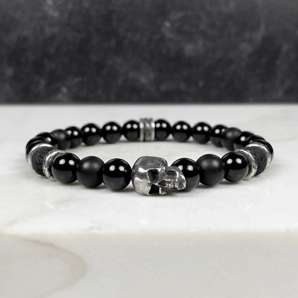 Sinister Skull Beaded Bracelet Onyx