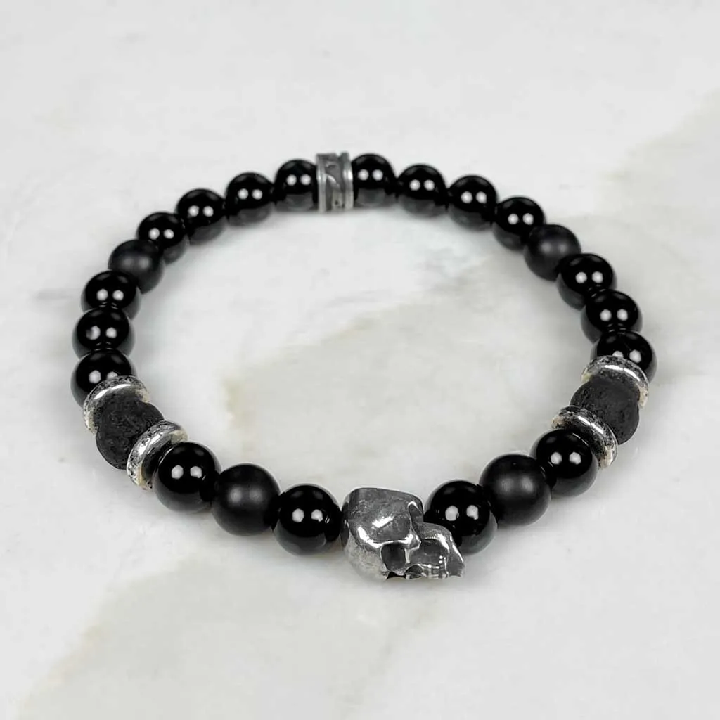 Sinister Skull Beaded Bracelet Onyx