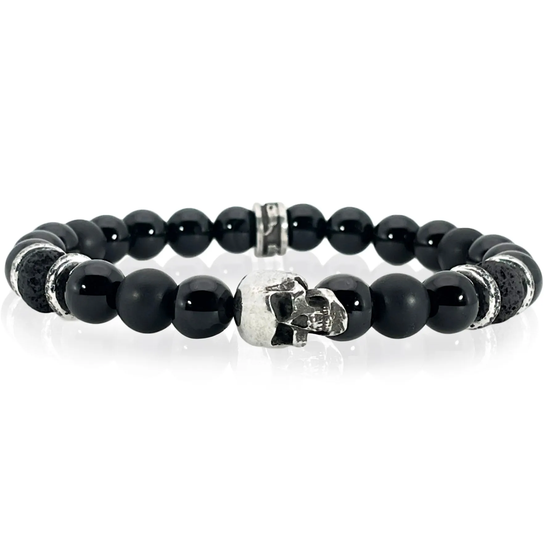 Sinister Skull Beaded Bracelet Onyx