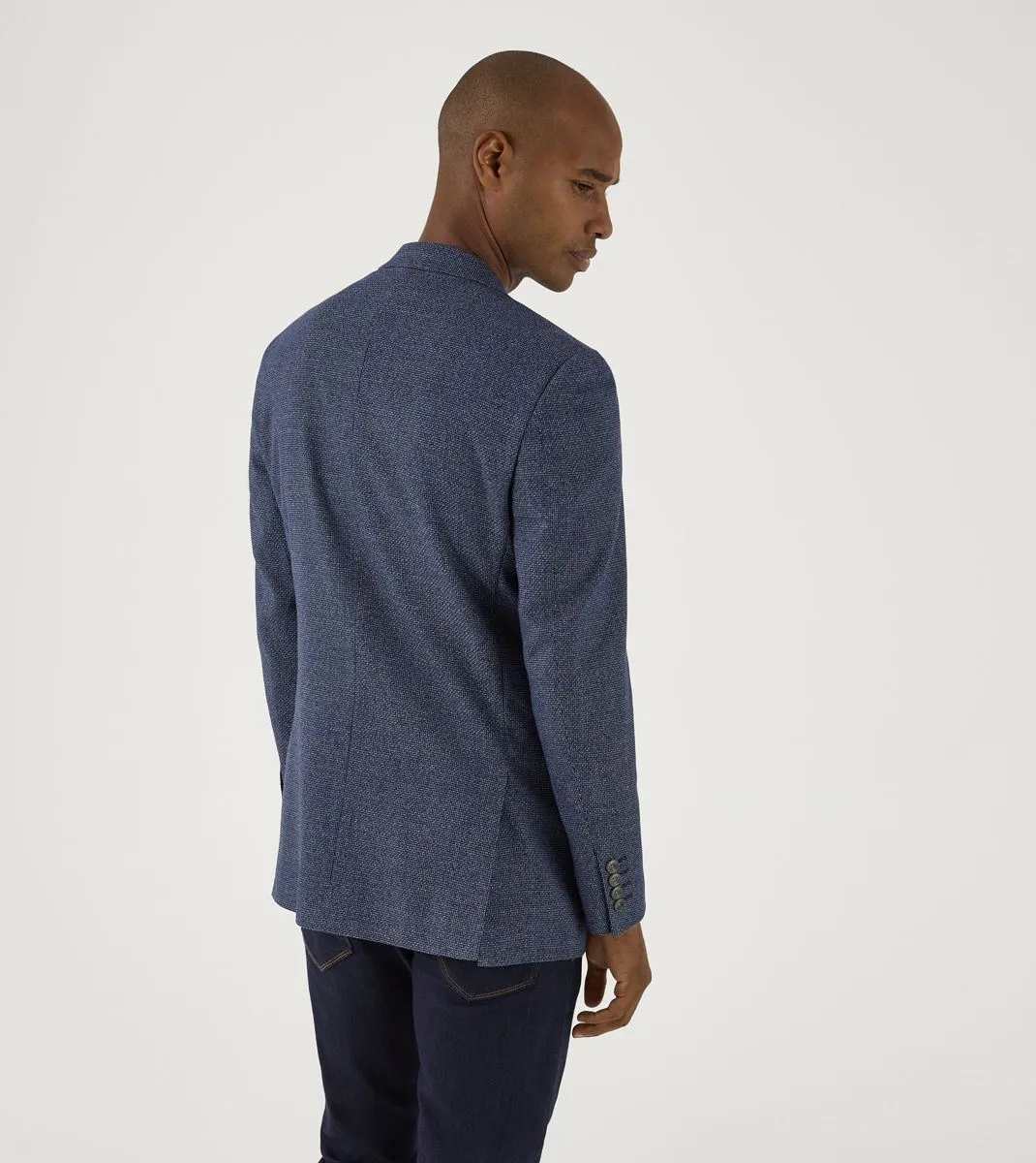 Skopes Tailored Fit Cole Jacket For Men in Navy Textured Weave, 36S-62L