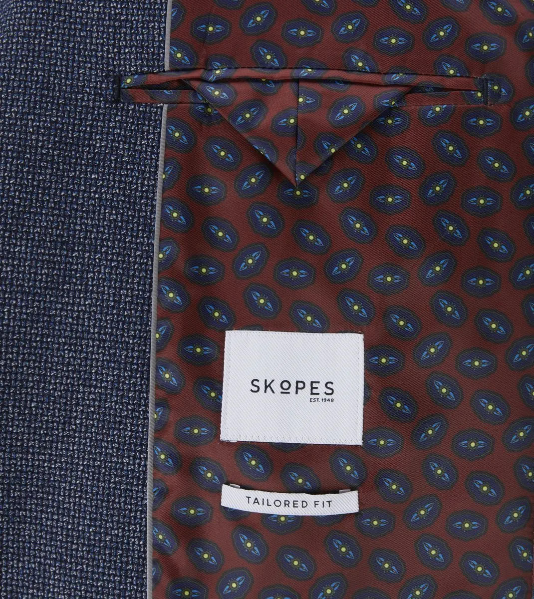 Skopes Tailored Fit Cole Jacket For Men in Navy Textured Weave, 36S-62L