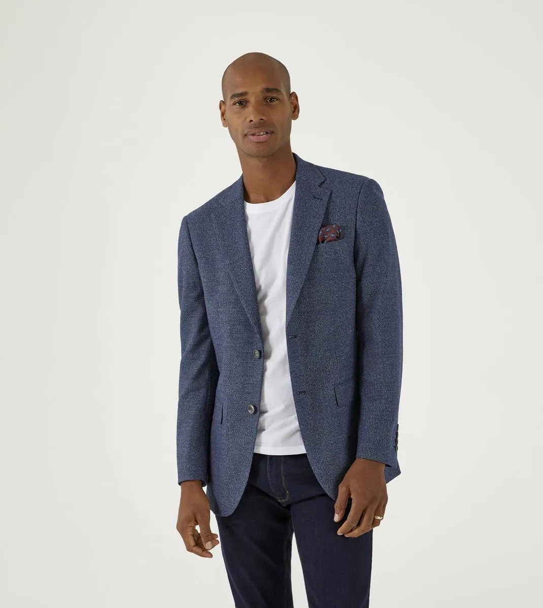 Skopes Tailored Fit Cole Jacket For Men in Navy Textured Weave, 36S-62L
