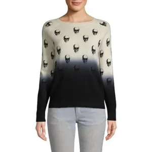 Skull Cashmere Dip Dye Ombre Skull Print Sweater. Women’s size Small.