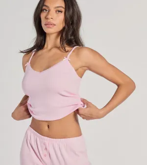 Sleeping In V-Neck Pointelle Pajama Crop Top