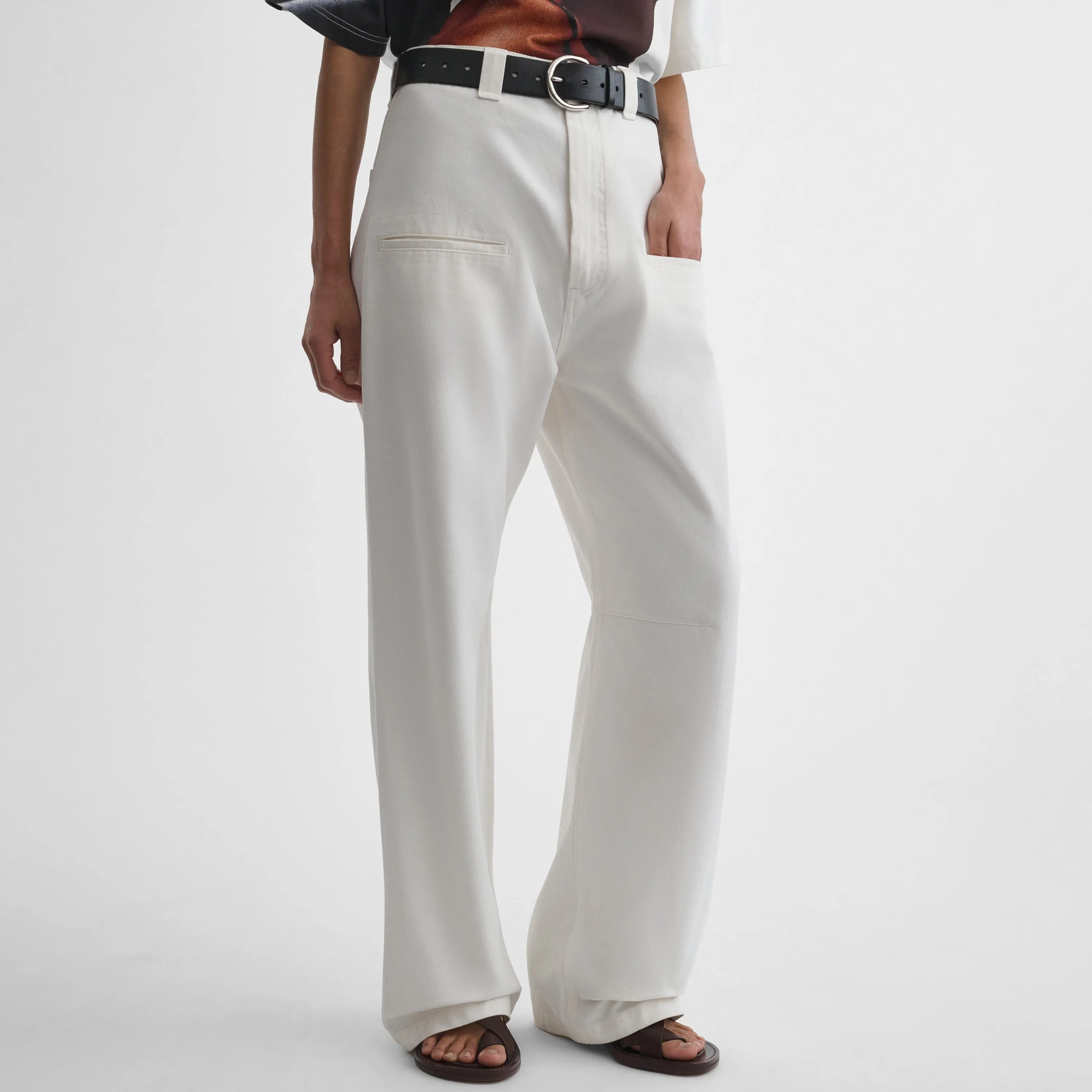 SLOUCH JEANS | off white cotton