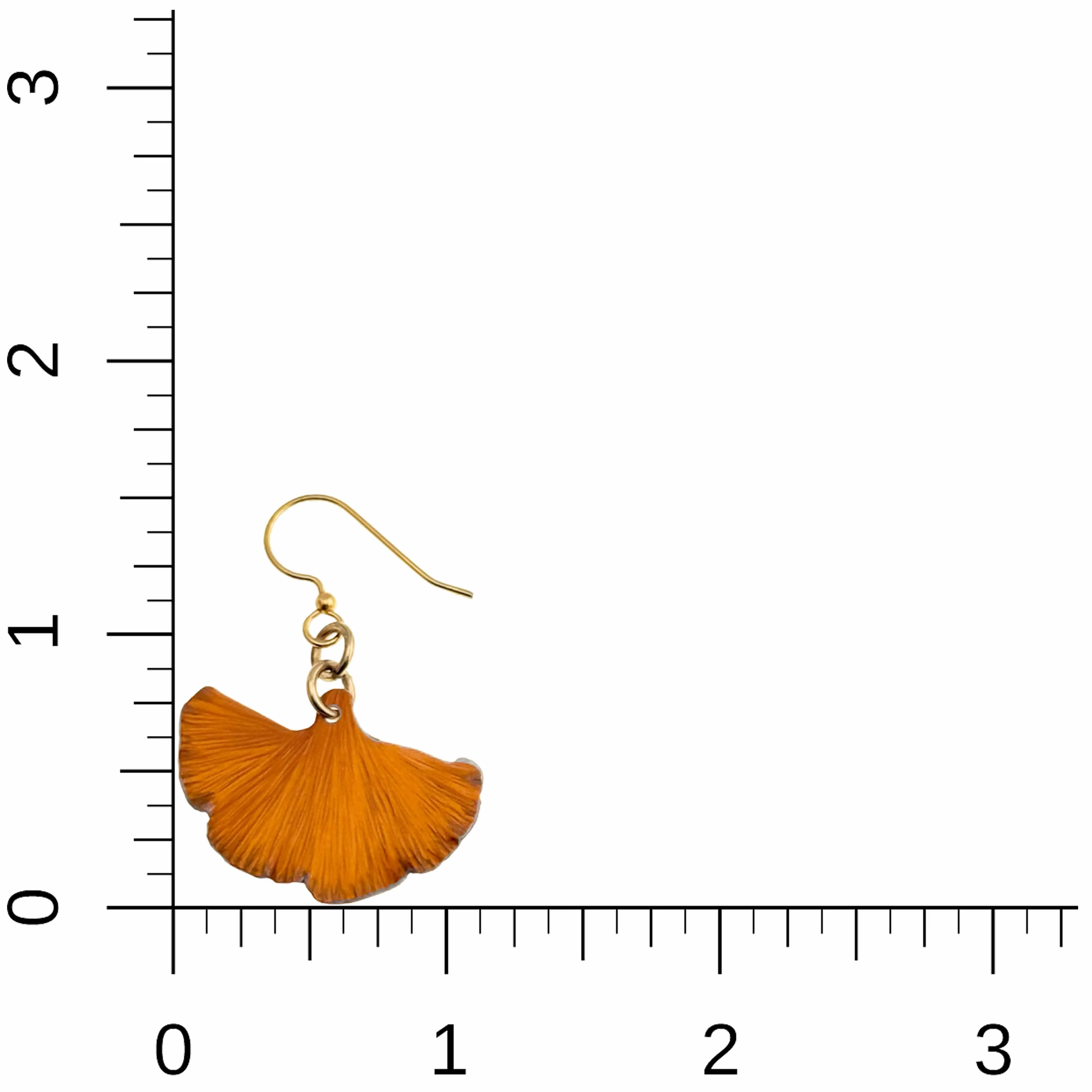 Small Orange Anodized Aluminum Ginkgo Leaf Earrings