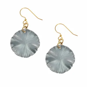 Small Pewter Gray Anodized Lily Pad Leaf Drop Earrings