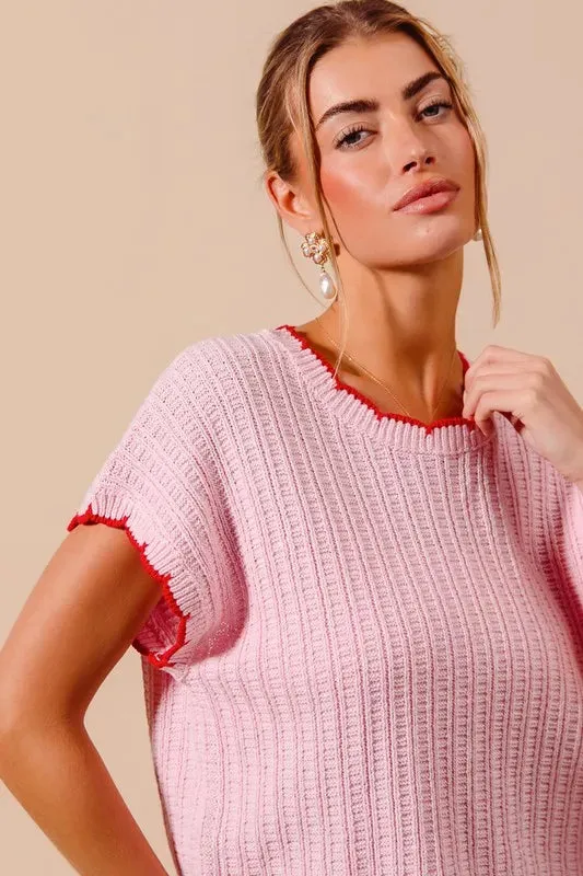 SO ME Textured Light Weight Sweater Dolman Top