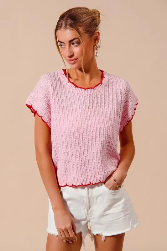 SO ME Textured Light Weight Sweater Dolman Top