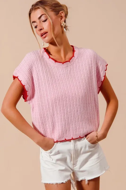 SO ME Textured Light Weight Sweater Dolman Top