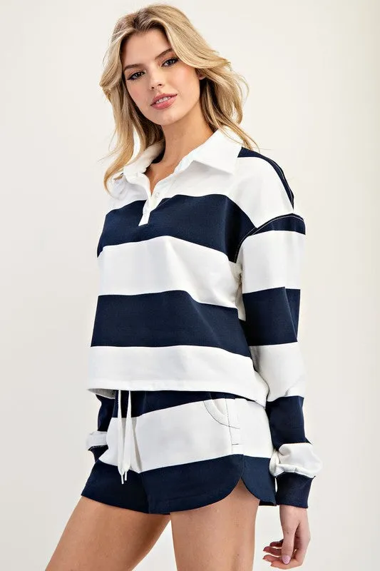 So Nautical Striped Long Sleeve Pullover Top