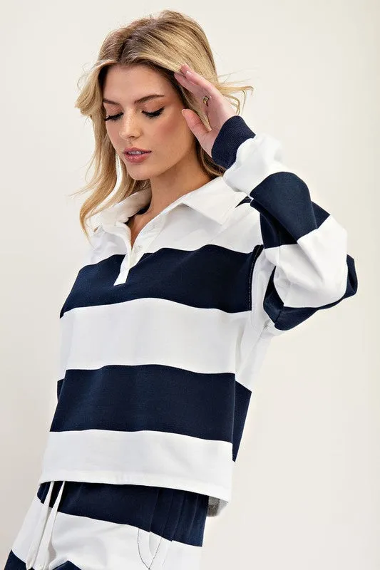 So Nautical Striped Long Sleeve Pullover Top