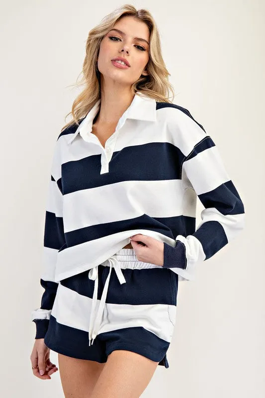 So Nautical Striped Long Sleeve Pullover Top