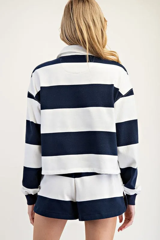 So Nautical Striped Long Sleeve Pullover Top