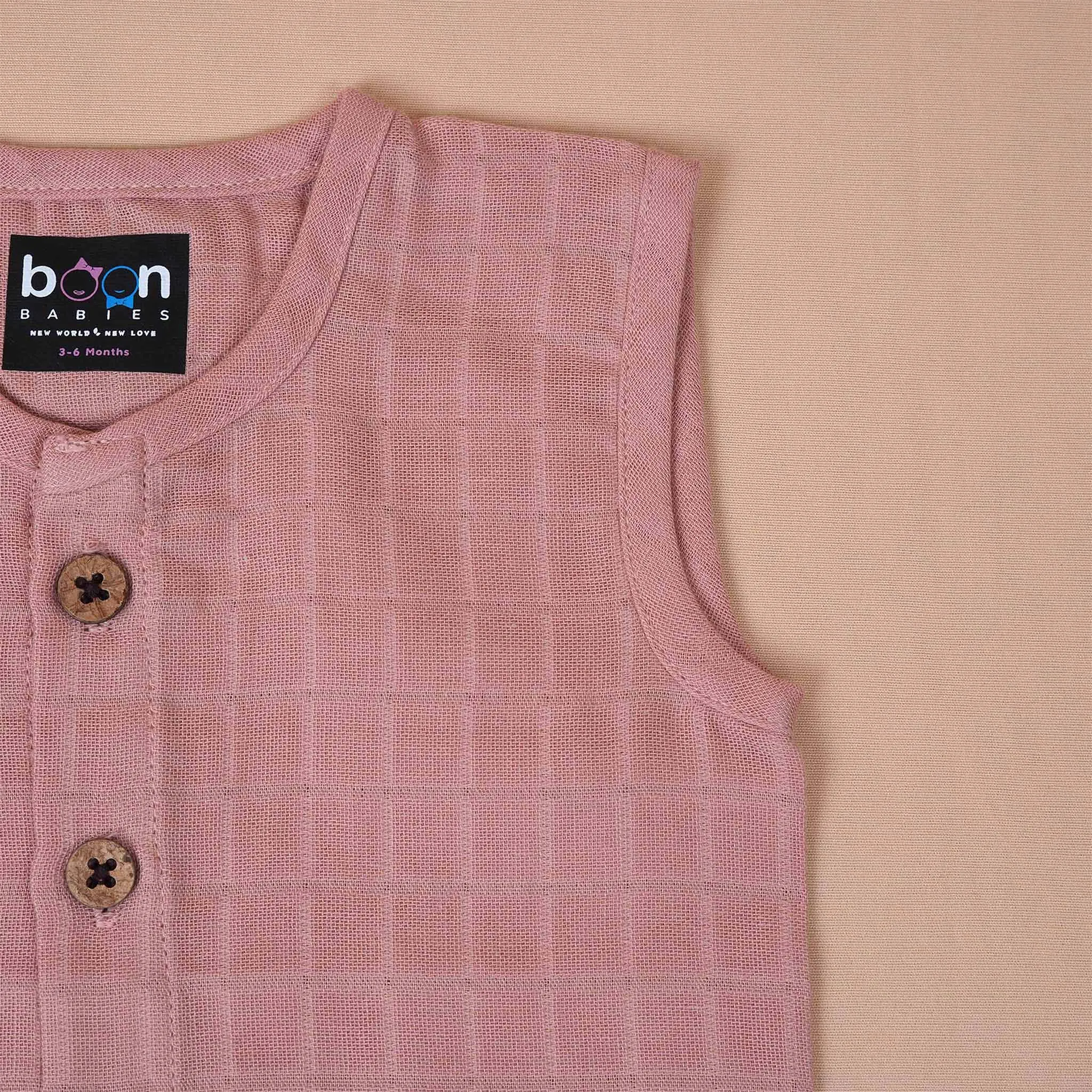 Soft Blush Peach Muslin Baby Jabla & Shorts Set – Breathable & Cozy