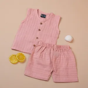 Soft Blush Peach Muslin Baby Jabla & Shorts Set – Breathable & Cozy