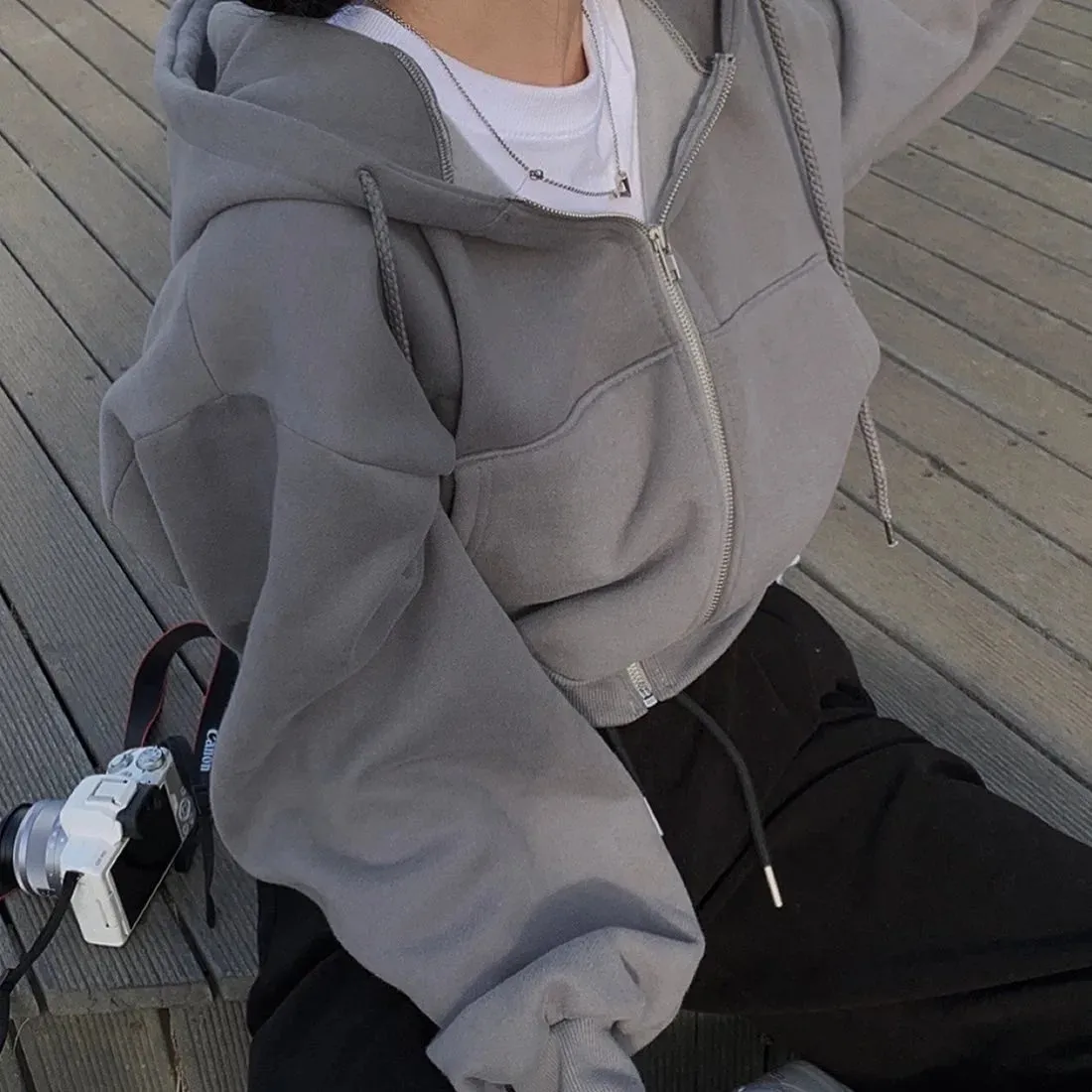 Solid Oversized Y2K Hoodie