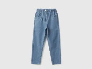 Solid Paperbag Fit Jeans