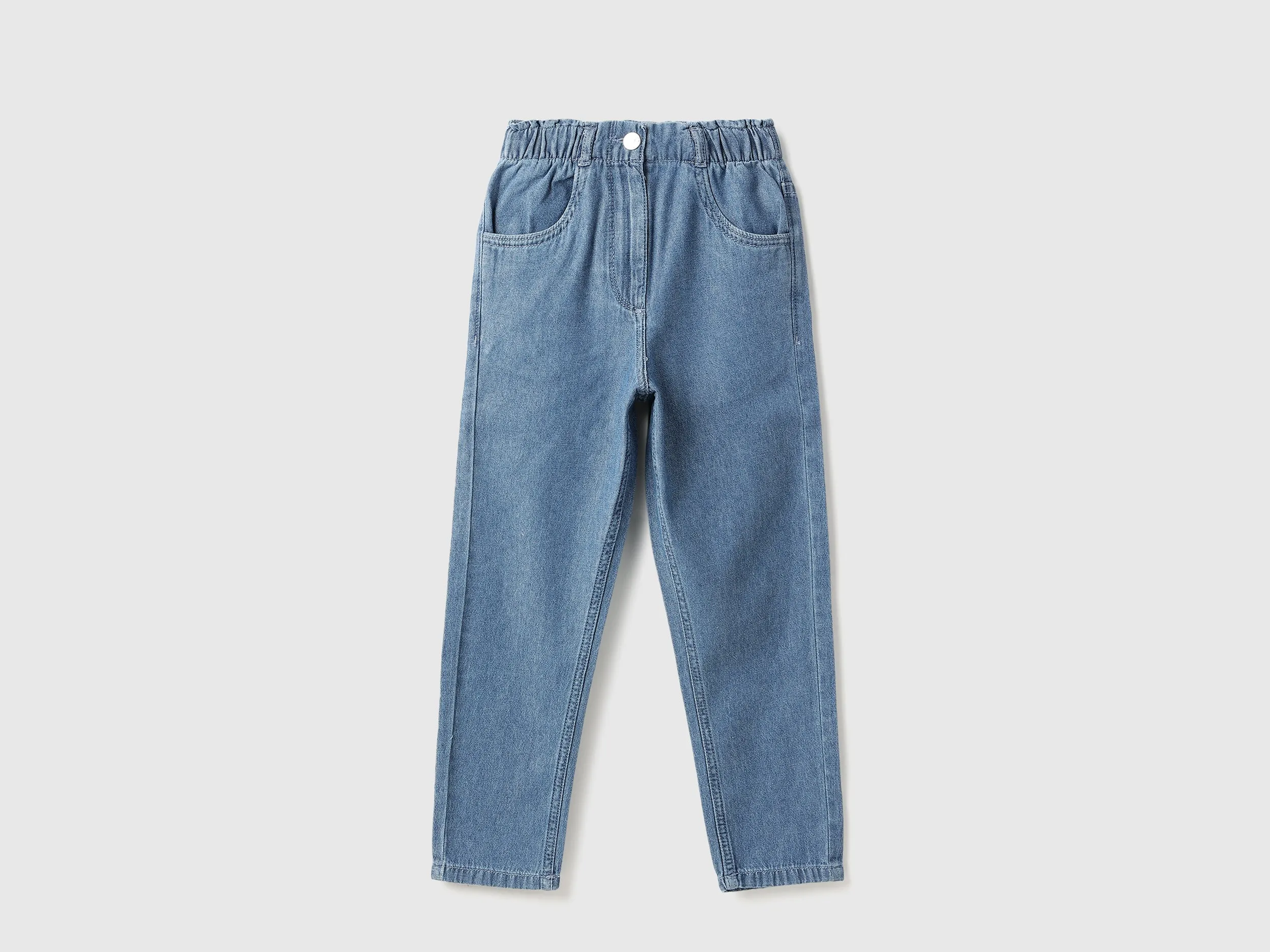Solid Paperbag Fit Jeans