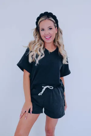 Sparkle On V-Neck Top - Black
