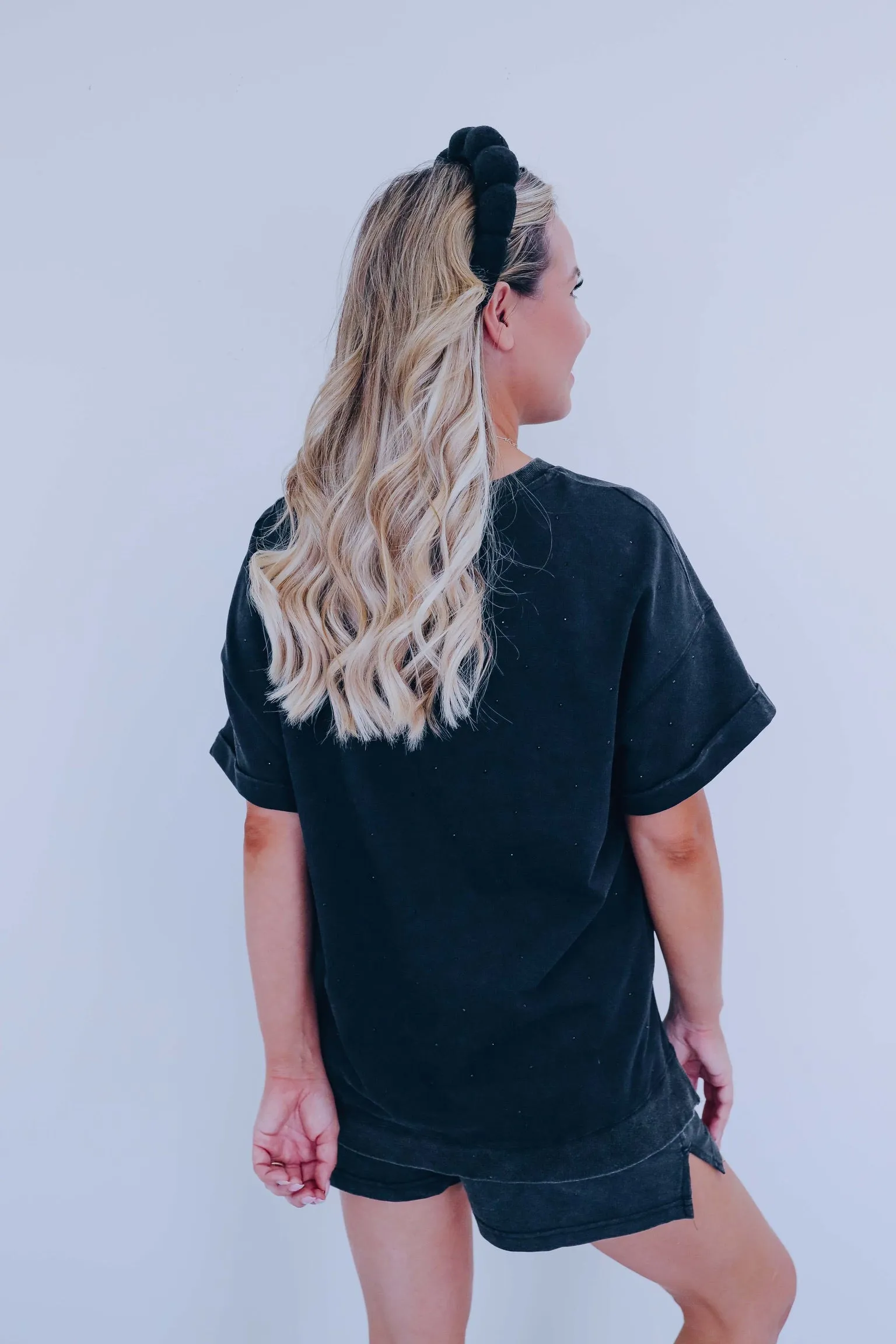 Sparkle On V-Neck Top - Black