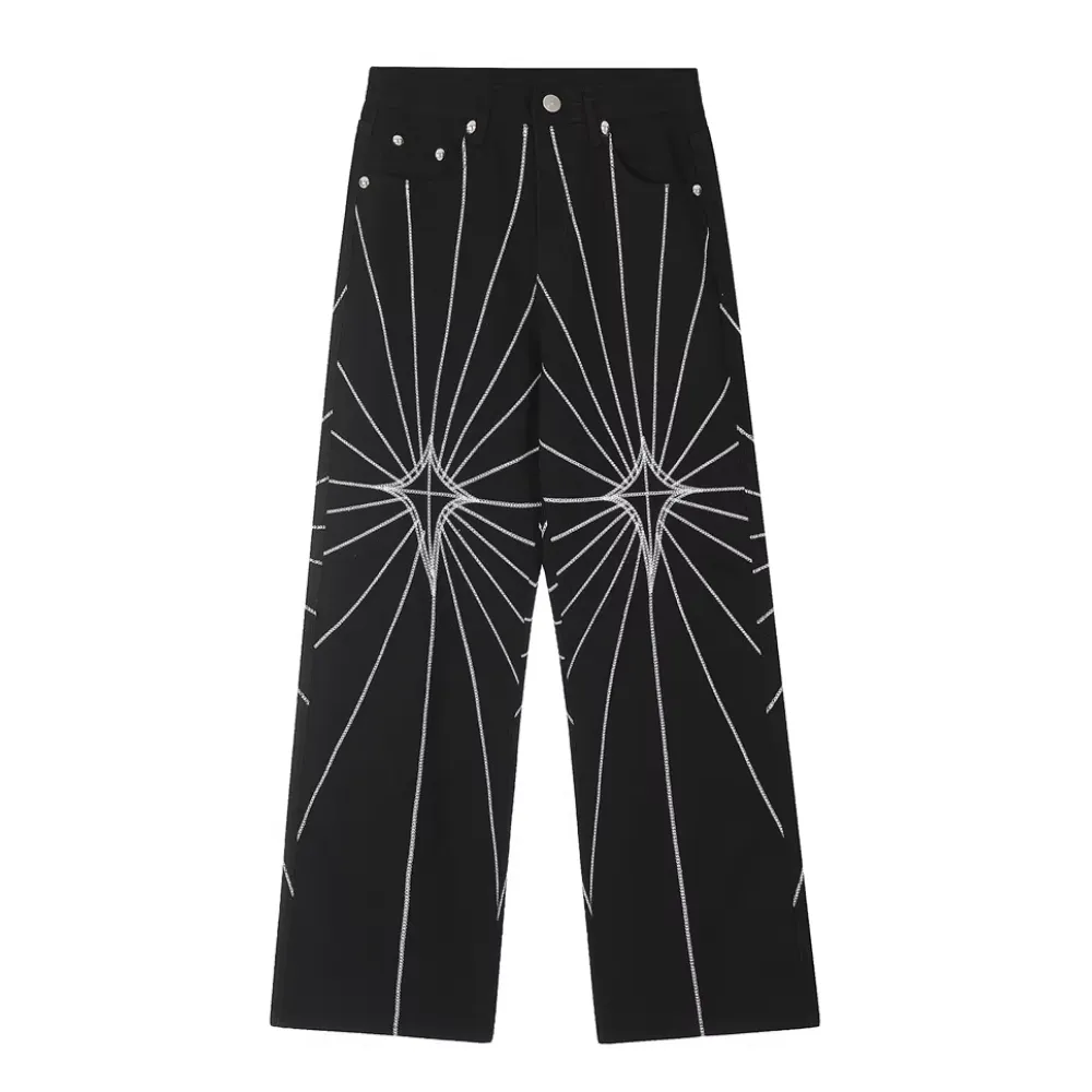 Spider Web Embroidered Jeans