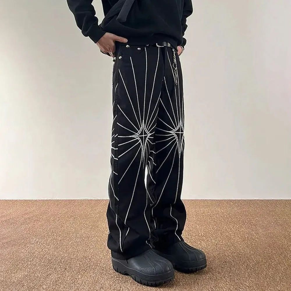 Spider Web Embroidered Jeans