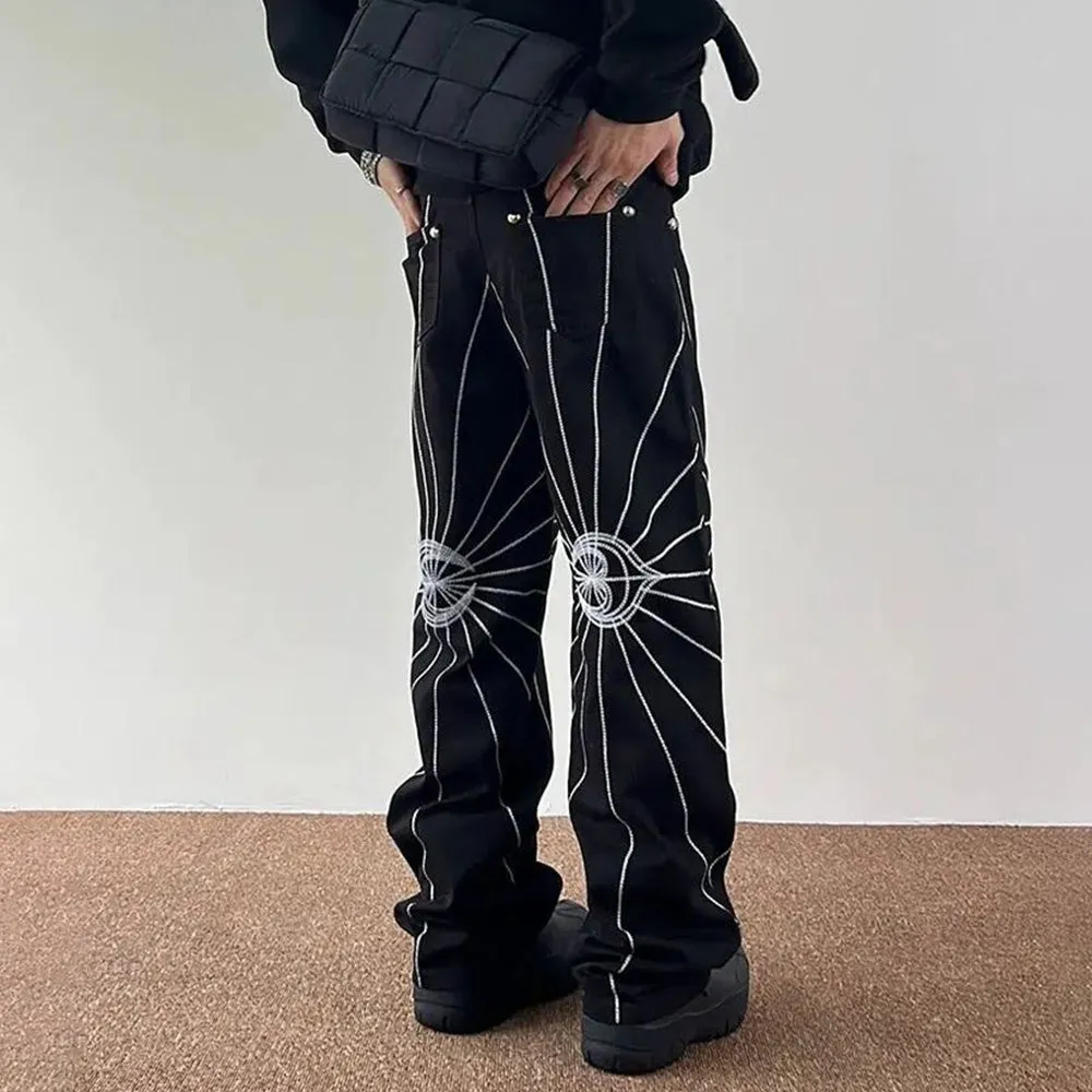 Spider Web Embroidered Jeans