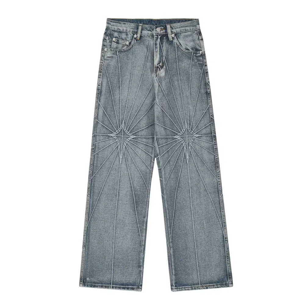 Spider Web Embroidered Jeans
