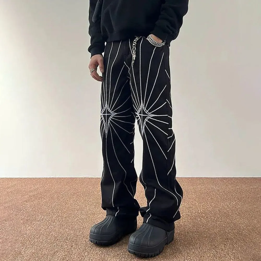 Spider Web Embroidered Jeans