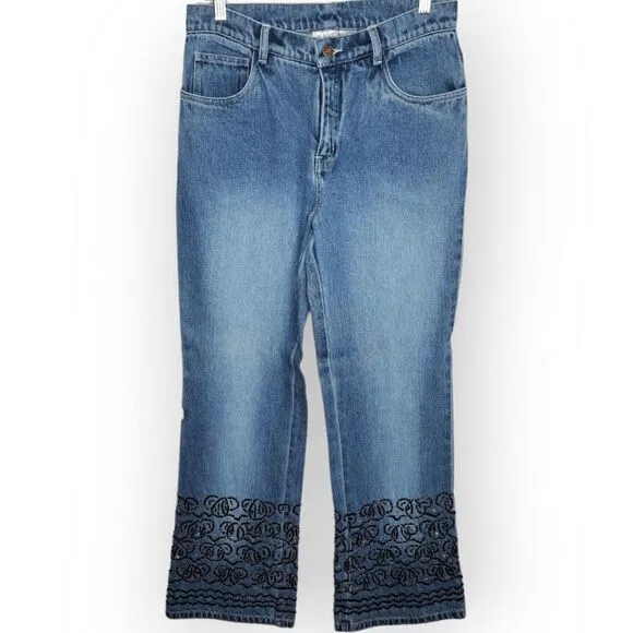Spiegel Vintage 90s Beaded Flare Jeans size 10