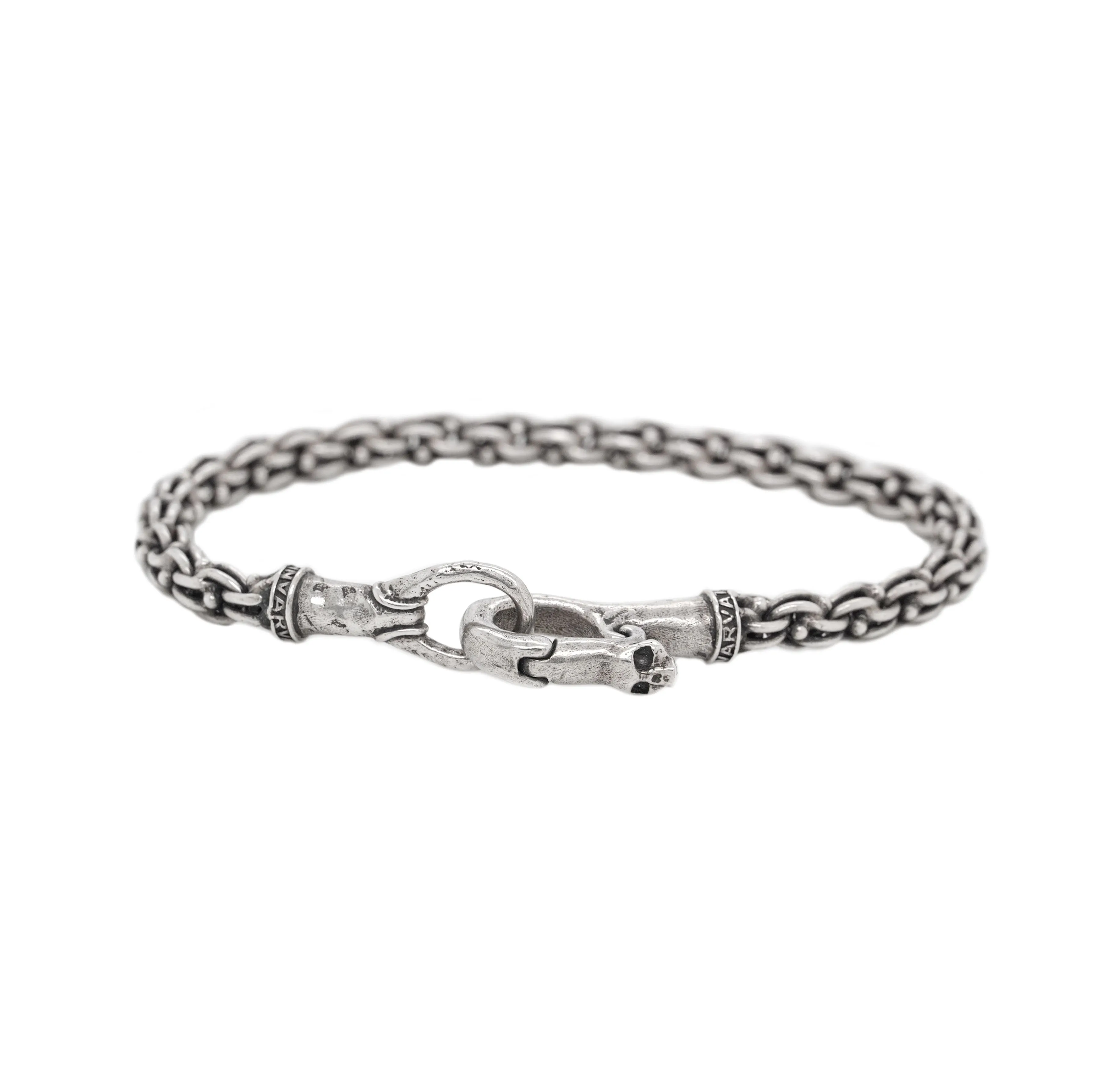 Sterling Silver Chain Bracelet with Skull Clasp
