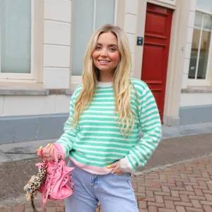 Streep knit groen