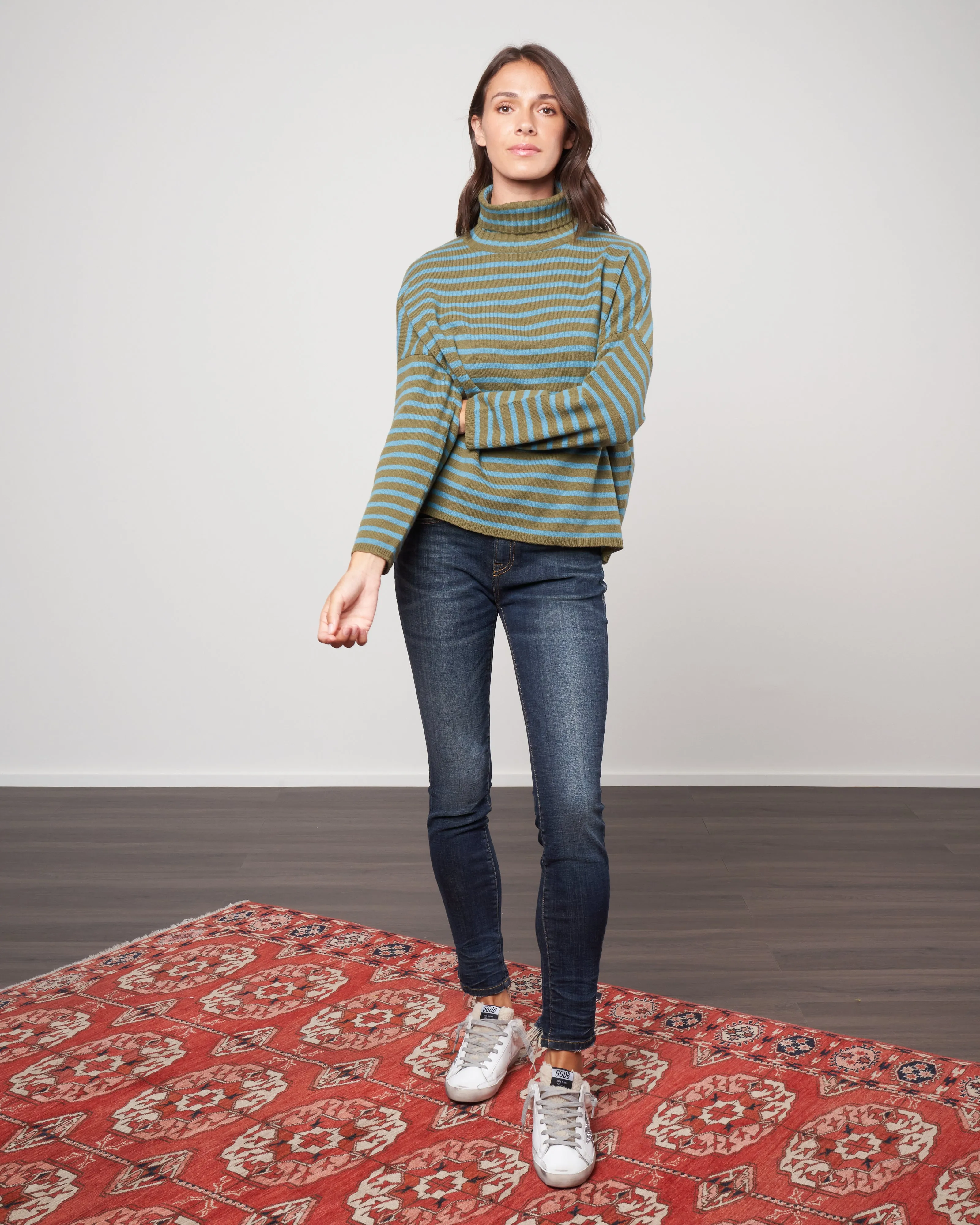stripes foxy sweater - green/light blue