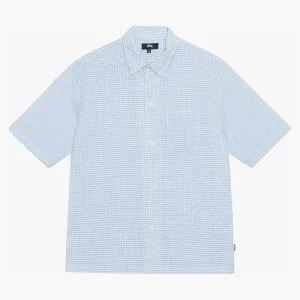 Stussy Boxy Flat Crinkled Hem Shirt Blue Check