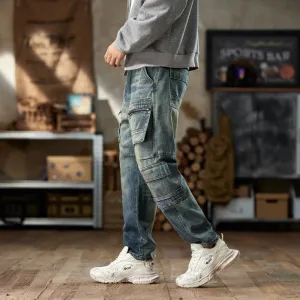 Stylish Loose-Fit Cargo Jeans with Zipper Pockets