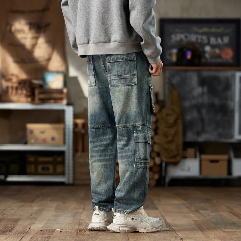 Stylish Loose-Fit Cargo Jeans with Zipper Pockets