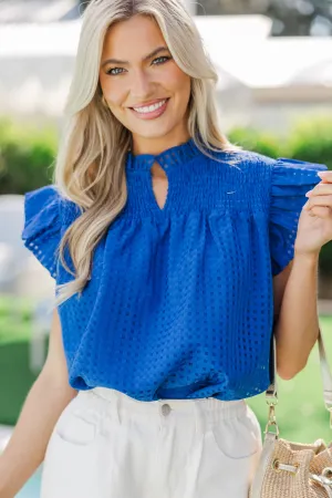 Sunday Dreaming Royal Blue Textured Blouse