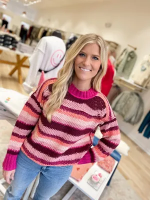 Sunset Stripes Magenta Sweater