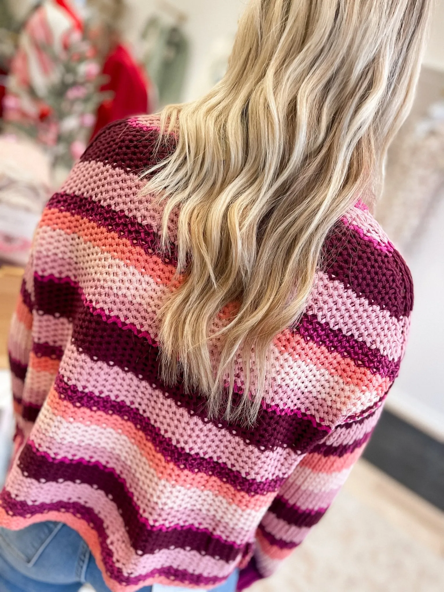 Sunset Stripes Magenta Sweater