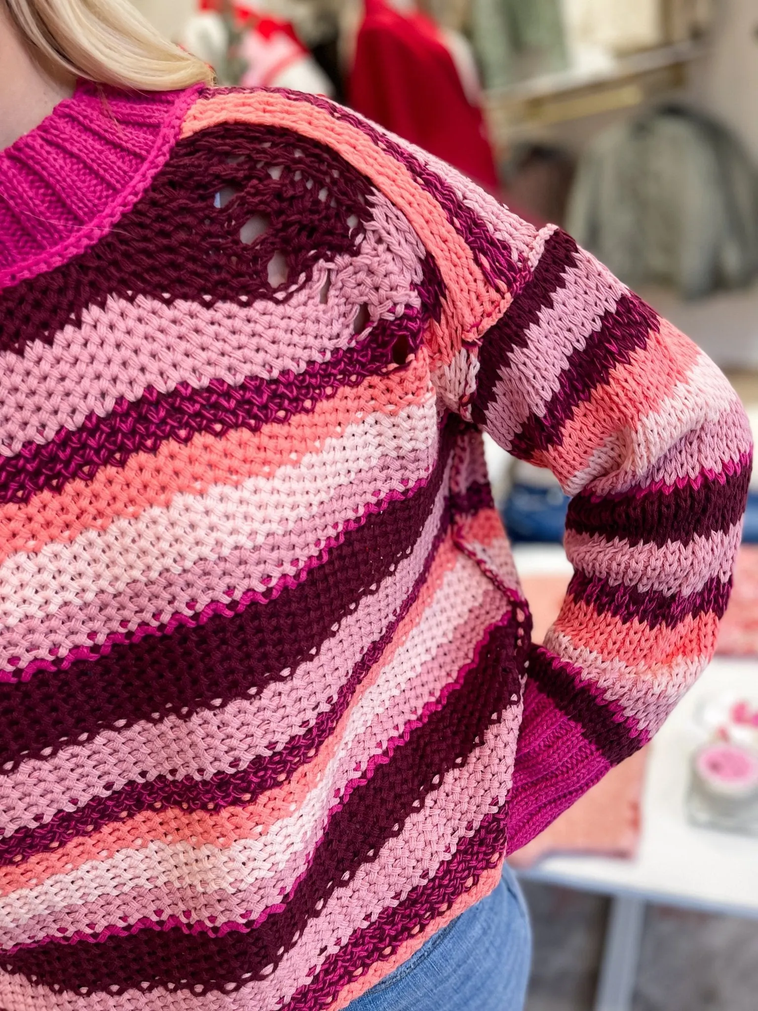 Sunset Stripes Magenta Sweater