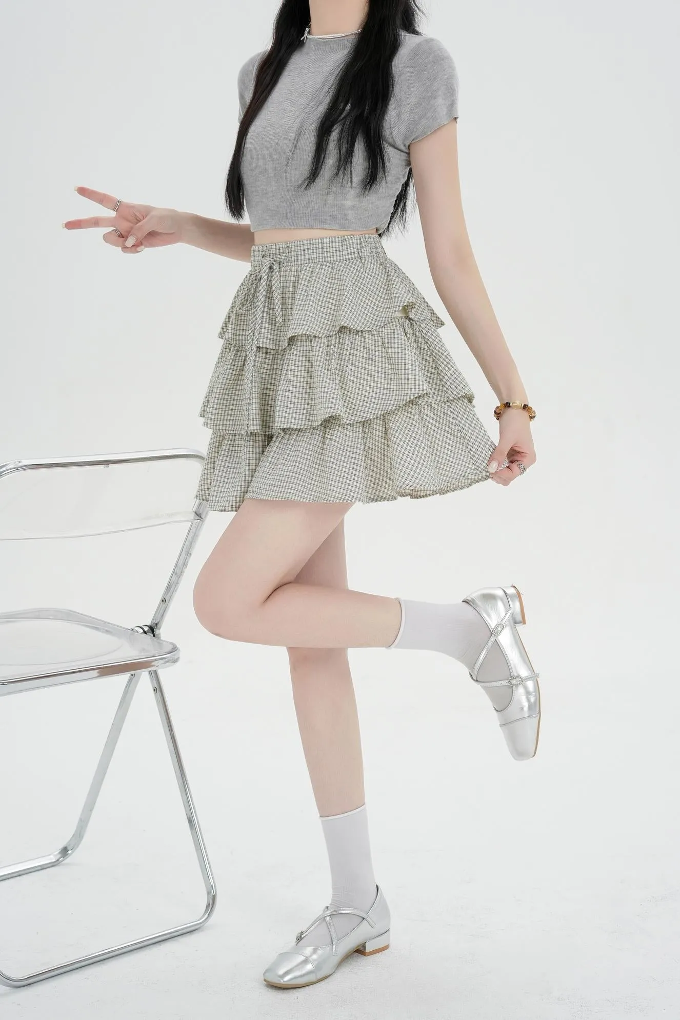 Sweet and Chic A-Line Tiered Hem Floral Skirt