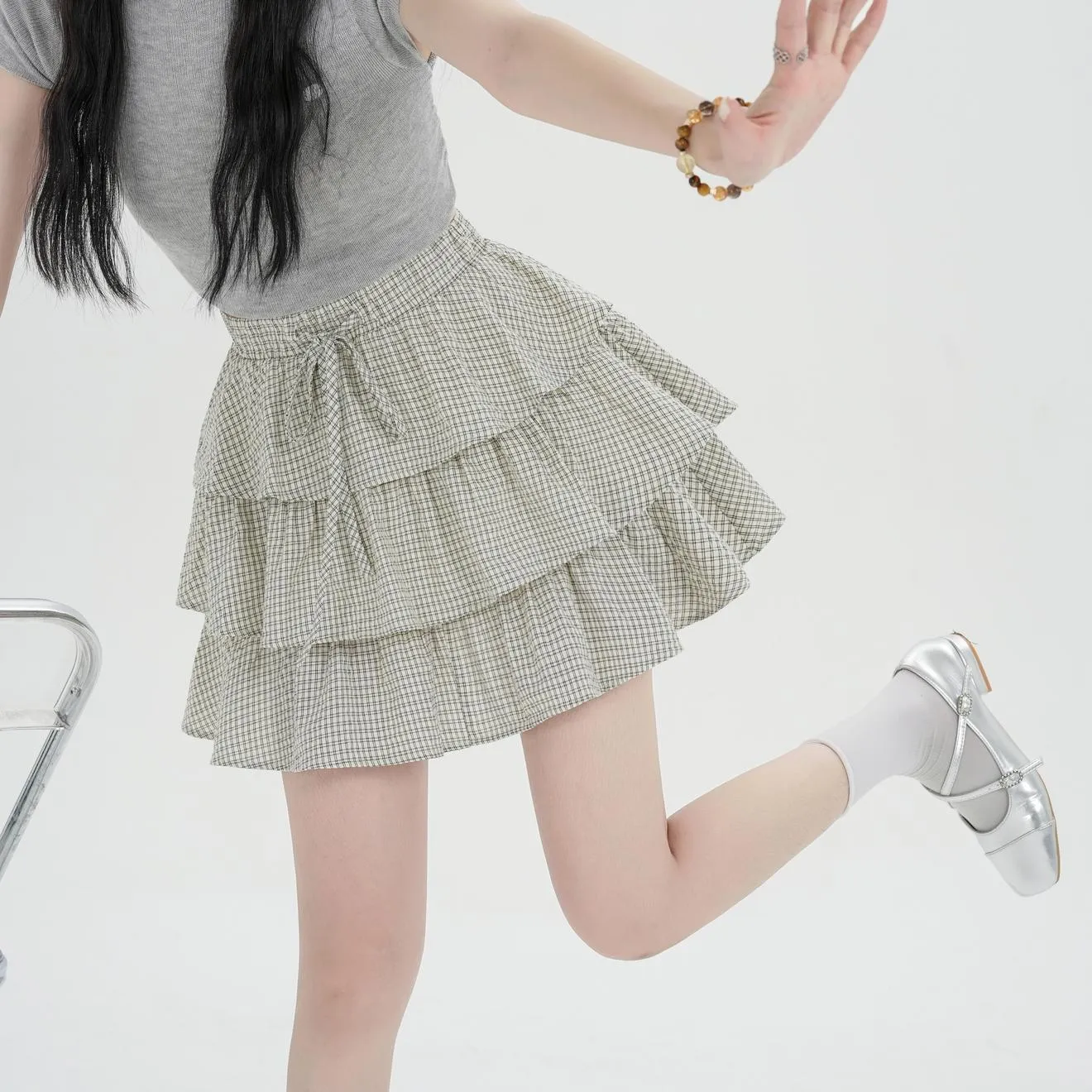 Sweet and Chic A-Line Tiered Hem Floral Skirt