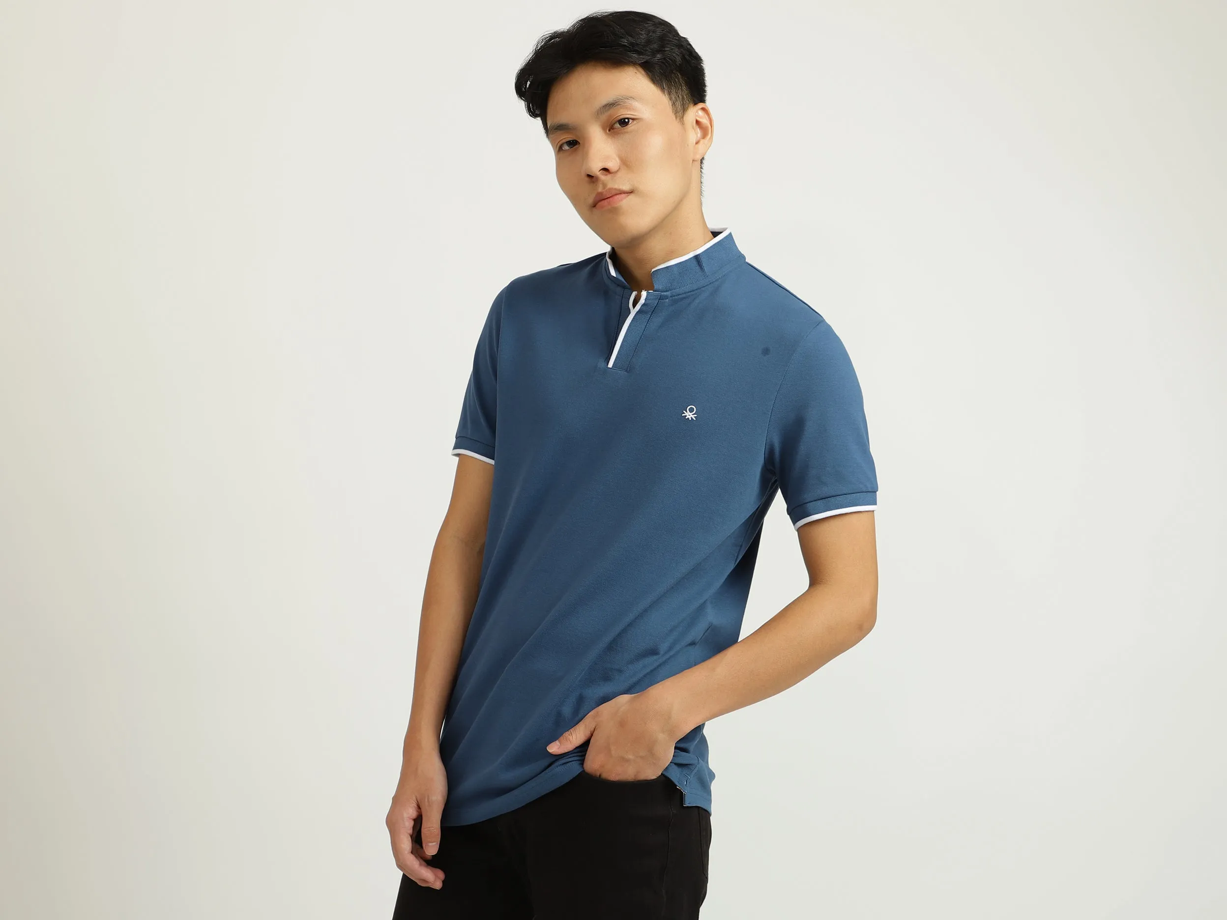 Teal Johnny Collar T-Shirt