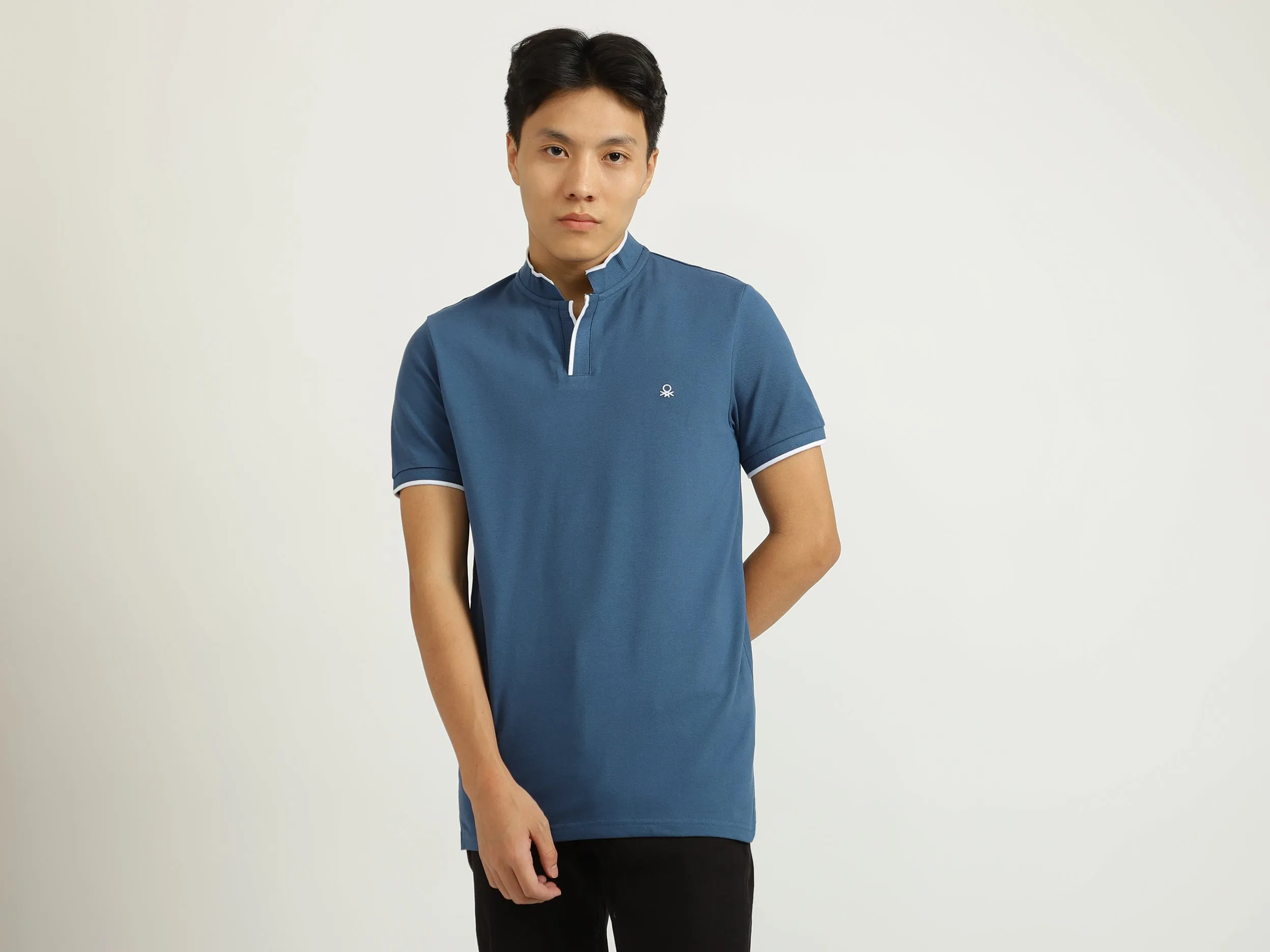 Teal Johnny Collar T-Shirt