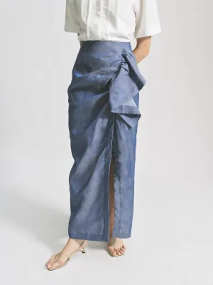 Tencel Denim Side Ruffle Skirt