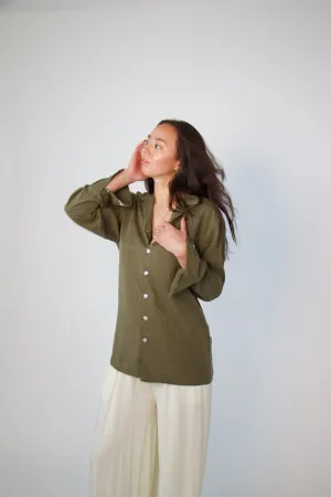 Tencel Notch Collar Shirt in Canteen