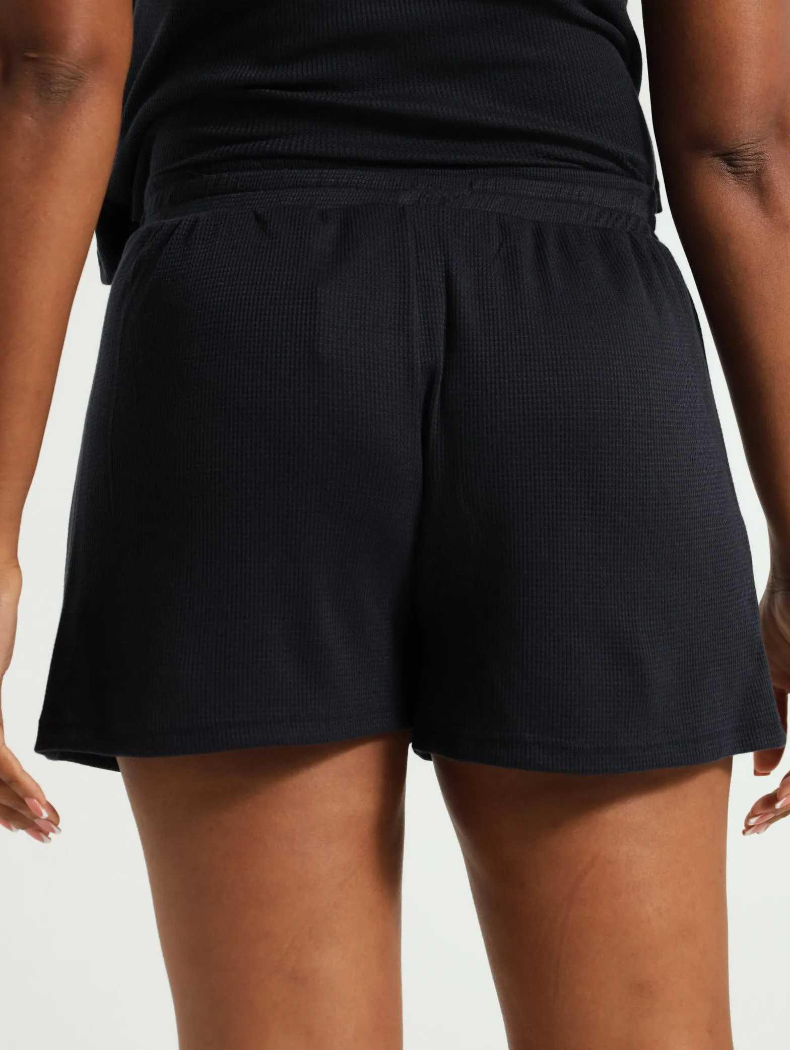Texture Knit Boxy Shorts - Navy