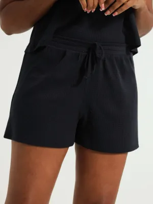 Texture Knit Boxy Shorts - Navy