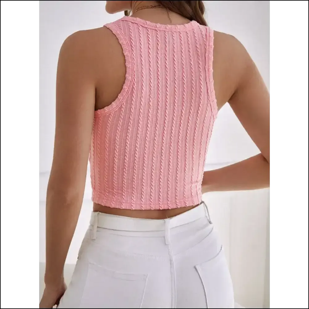Textured Racerback Cropped Tank Top